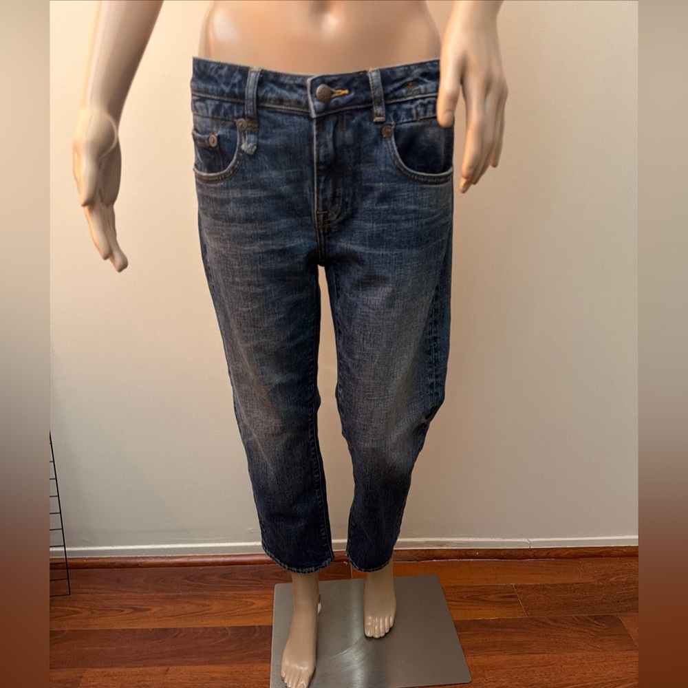 R 13 Straight Boyfriend Low Rise Cropped Jeans Size 28W